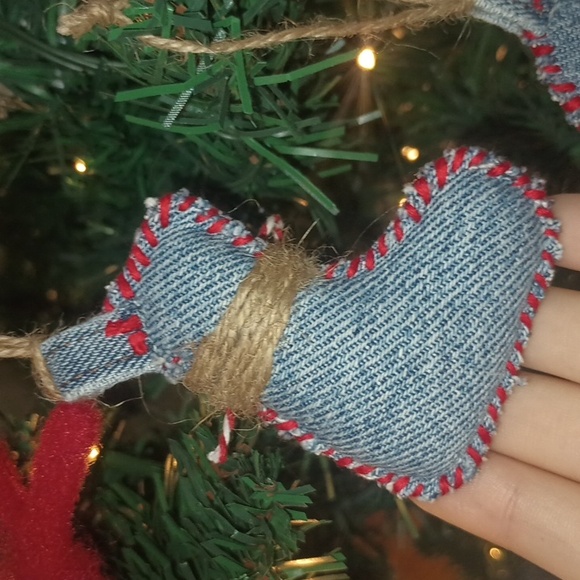 (2) Denim Christmas Stocking Ornaments - Picture 4 of 4